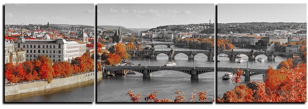 Obraz na plátně - Řeka Vltava a Karlův most - panoráma 5257QC (90x30 cm)