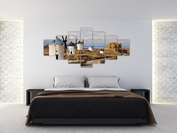 Obraz - Větrné mlýny Consuegra, Španělsko (210x100 cm)