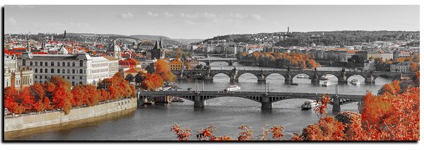 Obraz na plátně - Řeka Vltava a Karlův most - panoráma 5257QA (105x35 cm)