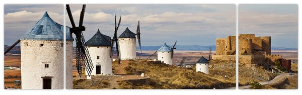 Obraz - Větrné mlýny Consuegra, Španělsko (170x50 cm)