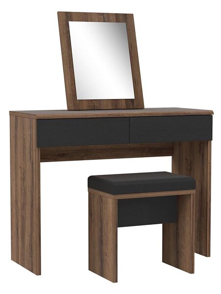 Toaletní stolek JUNO + taburet 45x29,6 cm hnědá/černá