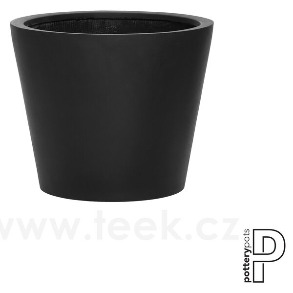 Pottery Pots Venkovní květináč kulatý Bucket S, Black (barva černá), kolekce Natural, kompozit Fiberstone, průměr 50 cm x v 40 cm, objem cca 57 l
