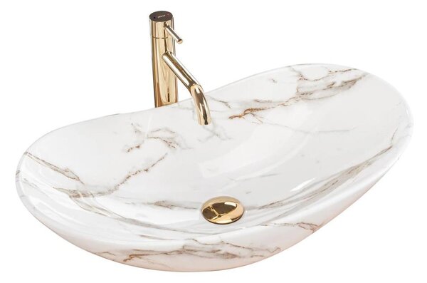 REA-U8597 - Umyvadlo na desku ROYAL 36x62 cm keramika/dekor mramoru