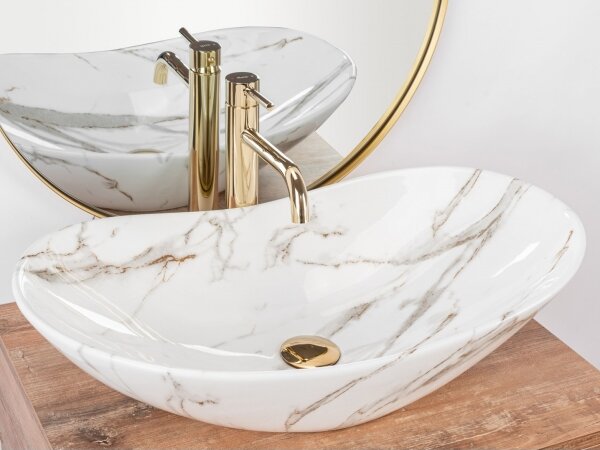 REA-U8597 - Umyvadlo na desku ROYAL 36x62 cm keramika/dekor mramoru