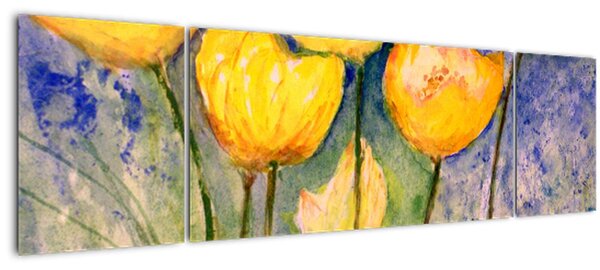 Obraz - Žluté tulipány (170x50 cm)
