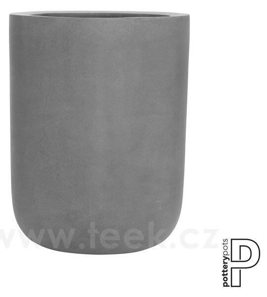 Pottery Pots Venkovní květináč kulatý Dice XL, Grey (barva šedá), kolekce Natural, kompozit Fiberstone, průměr 45 cm x v 60 cm, objem cca 92 l