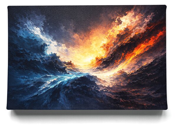KRAFTHOUSE.EU Střet Živlů – Oheň a Voda | obraz na plátně Premium Canvas | 100% bavlna | Různé rozměry Velikost: 30 x 20 cm