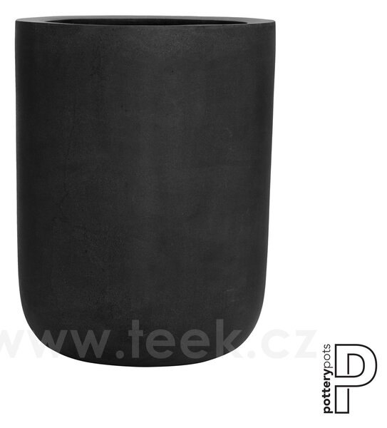 Pottery Pots Venkovní květináč kulatý Dice XL, Black (barva černá), kolekce Natural, kompozit Fiberstone, průměr 45 cm x v 60 cm, objem cca 92 l
