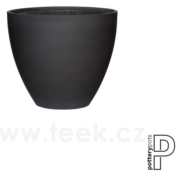 Pottery Pots Venkovní květináč kulatý Jesslyn XS, Black (barva černá), kolekce Natural, kompozit Fiberstone, průměr 42 cm x v 36 cm, objem cca 0 l