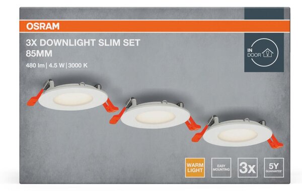 LEDVANCE vestavné LED svítidlo Downlight Slim Set 3× 4,5 W 3000 K 720 lm průměr 85 mm