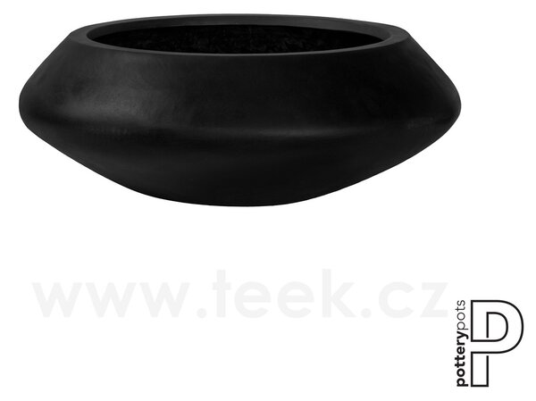 Pottery Pots Venkovní květináč kulatý Tara XL, Black (barva černá), kolekce Natural, kompozit Fiberstone, průměr 100 cm x v 37,5 cm, objem cca 88 l