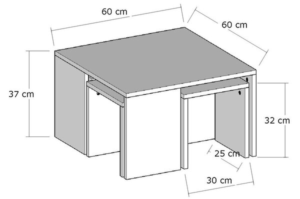 Set konferenčních stolků CALIPSO, dub safírový