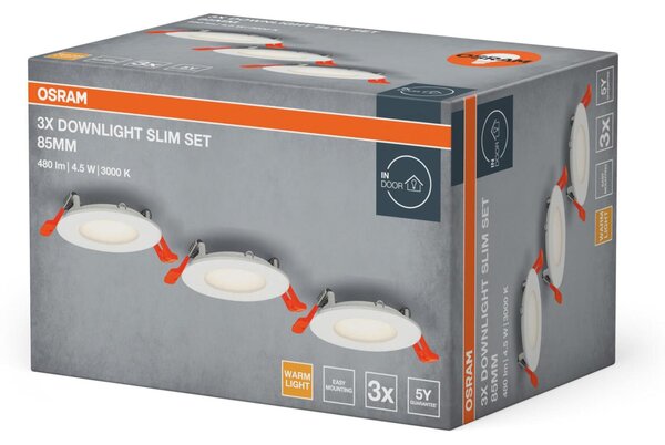 LEDVANCE vestavné LED svítidlo Downlight Slim Set 3× 4,5 W 3000 K 720 lm průměr 85 mm