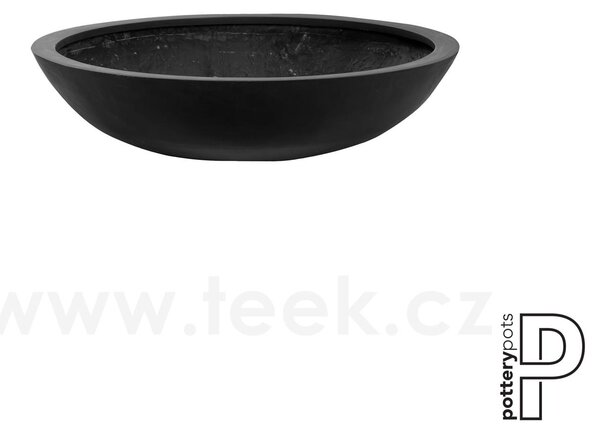 Pottery Pots Venkovní květináč kulatý Jumbo Bowl M, Black (barva černá), kolekce Natural, kompozit Fiberstone, průměr 85 cm x v 22 cm, objem cca 89 l