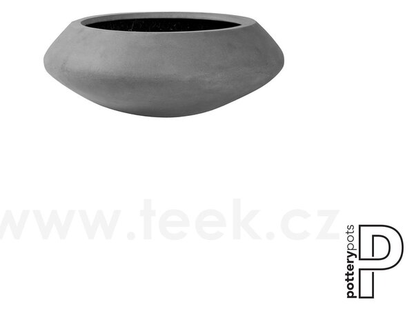 Pottery Pots Venkovní květináč kulatý Tara M, Black (barva černá), kolekce Natural, kompozit Fiberstone, průměr 60 cm x v 22,5 cm, objem cca 19 l
