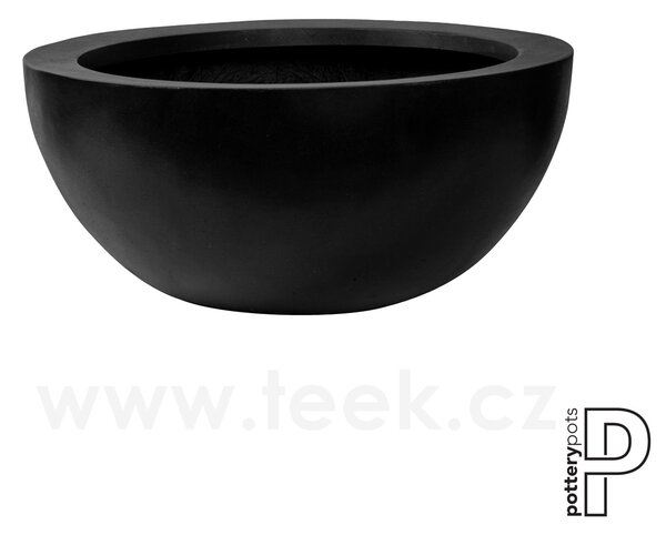Pottery Pots Venkovní květináč kulatý Vic Bowl L, Black (barva černá), kolekce Natural, kompozit Fiberstone, průměr 60 cm x v 28 cm, objem cca 35 l