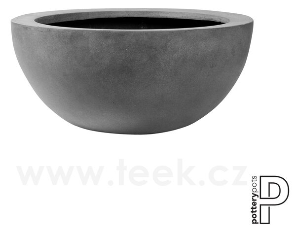 Pottery Pots Venkovní květináč kulatý Vic Bowl L, Grey (barva šedá), kolekce Natural, kompozit Fiberstone, průměr 60 cm x v 28 cm, objem cca 35 l