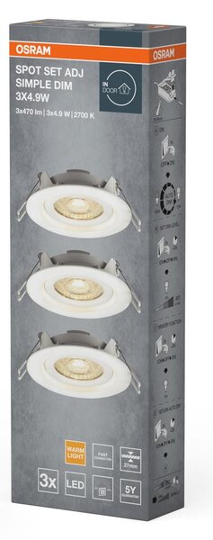 LEDVANCE vestavné LED svítidlo Spot Set Adj Simple Dim 3×4,9 W 2700 K stmívatelné