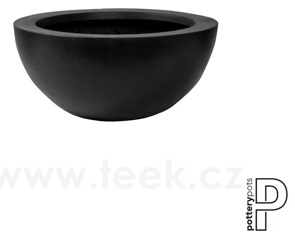 Pottery Pots Venkovní květináč kulatý Vic Bowl S, Black (barva černá), kolekce Natural, kompozit Fiberstone, průměr 38,5 cm x v 18 cm, objem cca 7 l