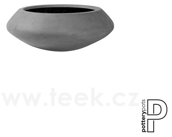 Pottery Pots Venkovní květináč kulatý Tara M, Grey (barva šedá), kolekce Natural, kompozit Fiberstone, průměr 60 cm x v 22,5 cm, objem cca 19 l