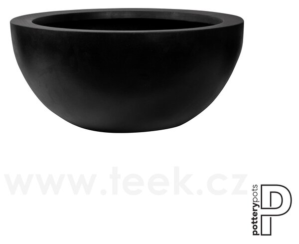 Pottery Pots Venkovní květináč kulatý Vic Bowl M, Black (barva černá), kolekce Natural, kompozit Fiberstone, průměr 50 cm x v 23 cm, objem cca 23 l