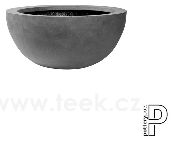 Pottery Pots Venkovní květináč kulatý Vic Bowl S, Grey (barva šedá), kolekce Natural, kompozit Fiberstone, průměr 38,5 cm x v 18 cm, objem cca 7 l