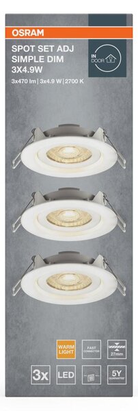 LEDVANCE vestavné LED svítidlo Spot Set Adj Simple Dim 3×4,9 W 2700 K stmívatelné