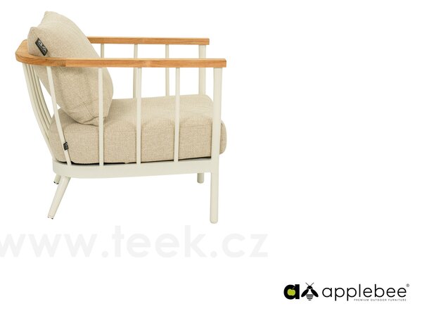 Apple Bee Nízké křeslo Condor, Apple Bee, 83x80x66 cm, rám hliník Black, područky teak, sedáky venkovní látka Natural Oak