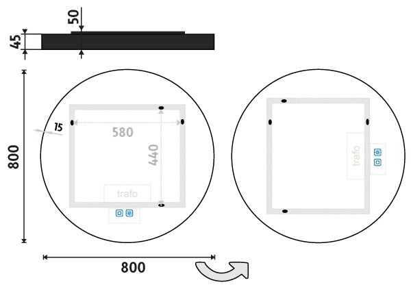 NIMCO ZPC 31002RVX-90 - LED Koupelnové podsvícené zrcadlo 3000-6500K 80 cm IP44