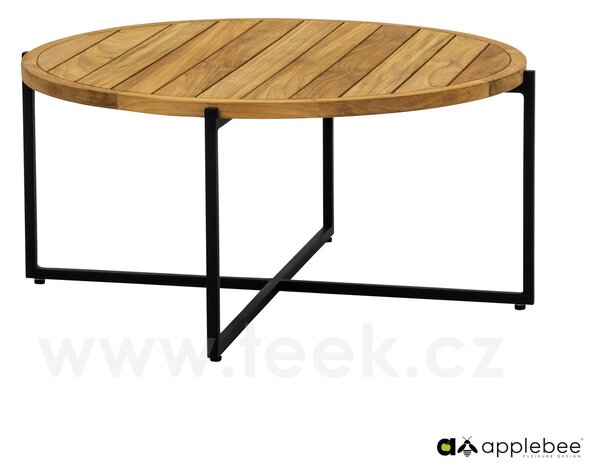 Apple Bee Konferenční stolek Condor, Apple Bee, kulatý 94x44 cm, rám hliník Black (černá), deska teak