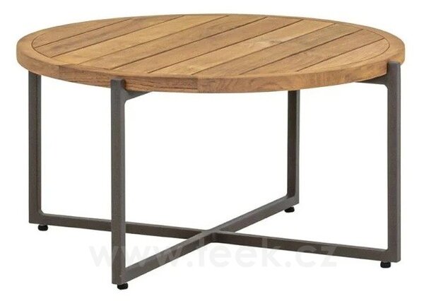 Apple Bee Konferenční stolek Condor, Apple Bee, kulatý 94x44 cm, rám hliník Black (černá), deska teak
