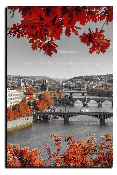 Obraz na plátně - Řeka Vltava a Karlův most - obdélník 7257QA (60x40 cm)