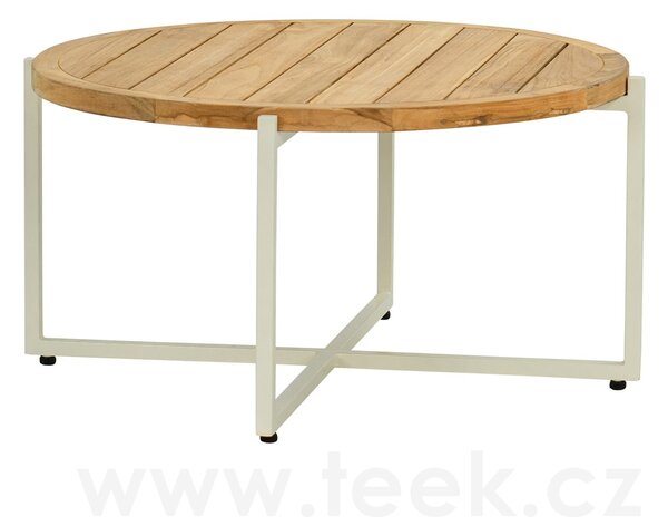 Apple Bee Konferenční stolek Condor, Apple Bee, kulatý 74x38 cm, rám hliník Black (černá), deska teak