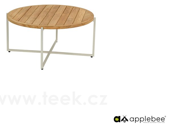 Apple Bee Konferenční stolek Condor, Apple Bee, kulatý 94x44 cm, rám hliník Black (černá), deska teak