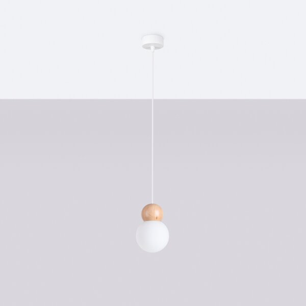 Sollux Lighting Závěsná lampa PEKKA 1 bílá/přírodní dřevo