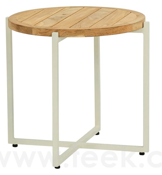 Apple Bee Odkládací stolek Condor, Apple Bee, kulatý 54x50 cm, rám hliník Black (černá), deska teak