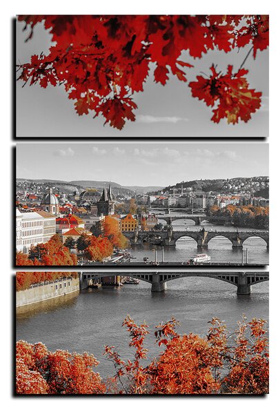 Obraz na plátně - Řeka Vltava a Karlův most - obdélník 7257QB (90x60 cm )
