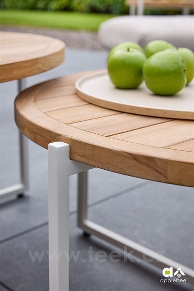 Apple Bee Konferenční stolek Condor, Apple Bee, kulatý 94x44 cm, rám hliník Black (černá), deska teak
