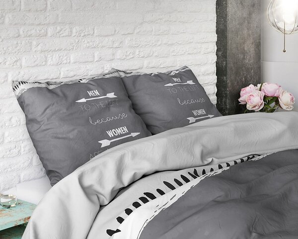 Povlečení ze 100% bavlny 140 x 220 Men & Women - Anthracite