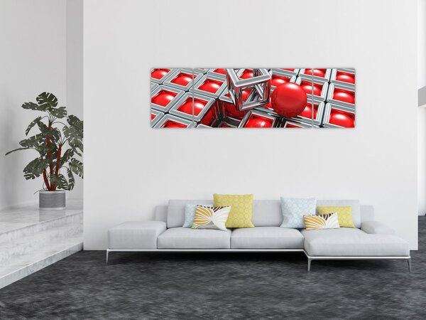 Obraz - 3D metalická abstrakce (170x50 cm)