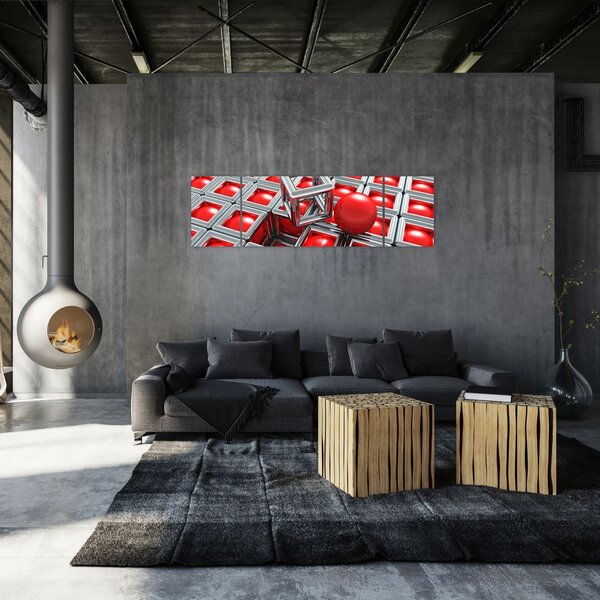 Obraz - 3D metalická abstrakce (170x50 cm)