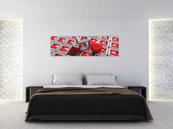 Obraz - 3D metalická abstrakce (170x50 cm)