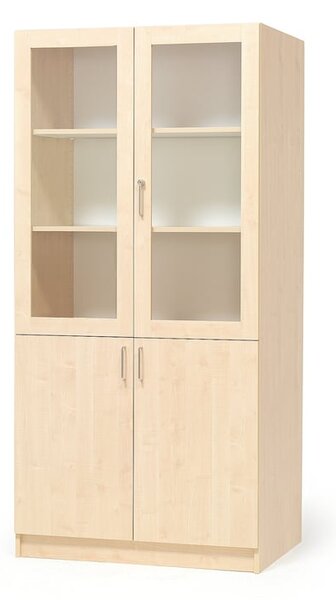 AJ Produkty Skříň s vitrínou THEO, 2100x1000x470 mm, bříza
