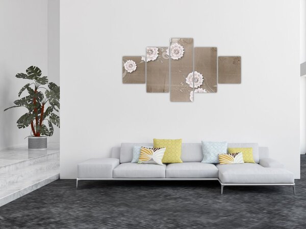 Obraz - Drapérie s květy (125x70 cm)