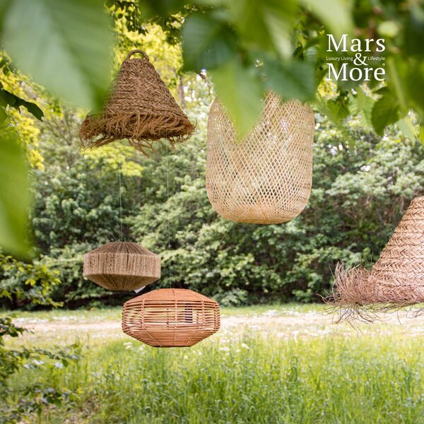 Přírodní kulatá nástěnná ratanová lampa Billi - Ø32*20cm - Mars & More