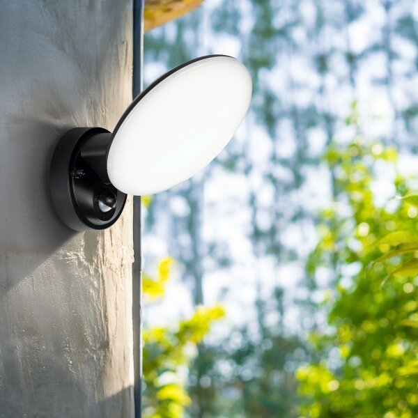 LED Venkovní nástěnné svítidlo se senzorem OLAF LED/10W/230V IP44 černá