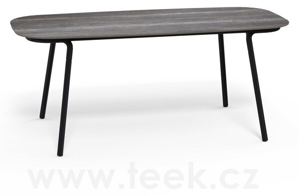 Manutti Zvýšený jídelní stůl Minus, Manutti, oválný 220x100x90 cm, rám hliník šedočerná lava, deska keramika 12 mm dekor dle vzorníku