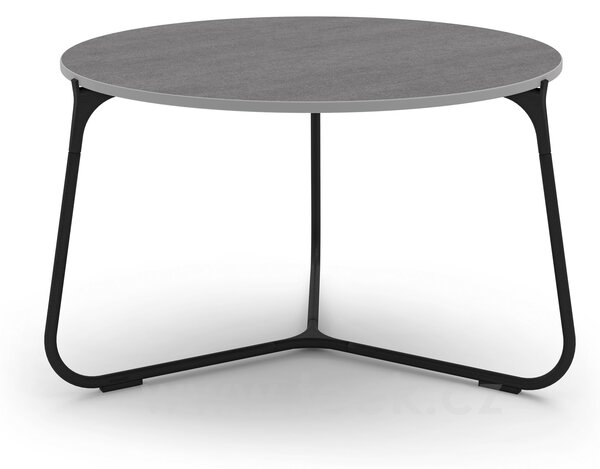 Manutti Nízký stolek Mood, Manutti, kulatý 60x38 cm, nerezový rám lakovaný barva dle vzorníku, deska laminát Trespa dekor dle vzorníku