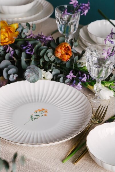 Jídelní sada 27 ks bílá/zlatá/porcelán