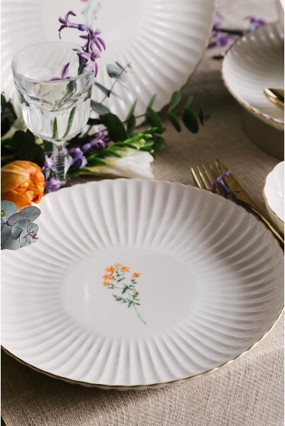 Jídelní sada 27 ks bílá/zlatá/porcelán